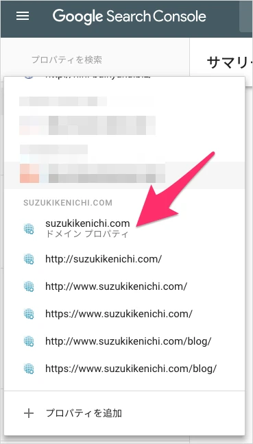 Google Search Console ドメイン プロパティ